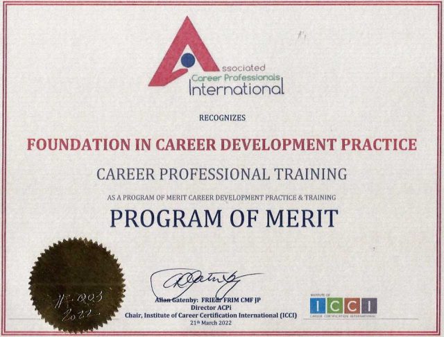 Program of Merit Certificate