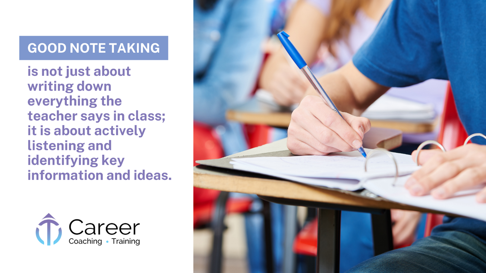 Good notetaking is not just about writing down everything the teacher says in class; it is about actively listening and identifying key information and ideas.