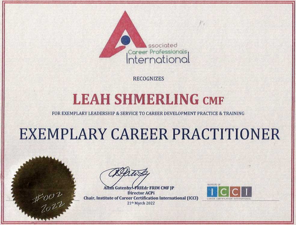 Exemplary Career Practitioner Certificate